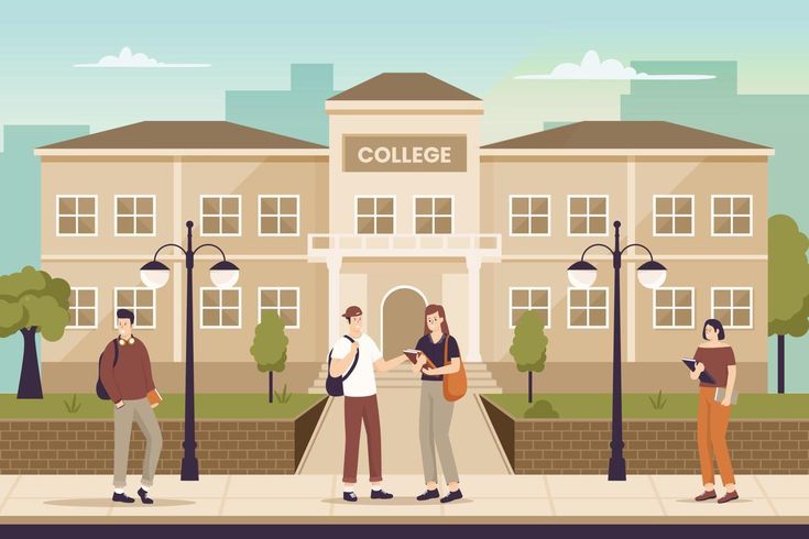 Flat design of college students in university_